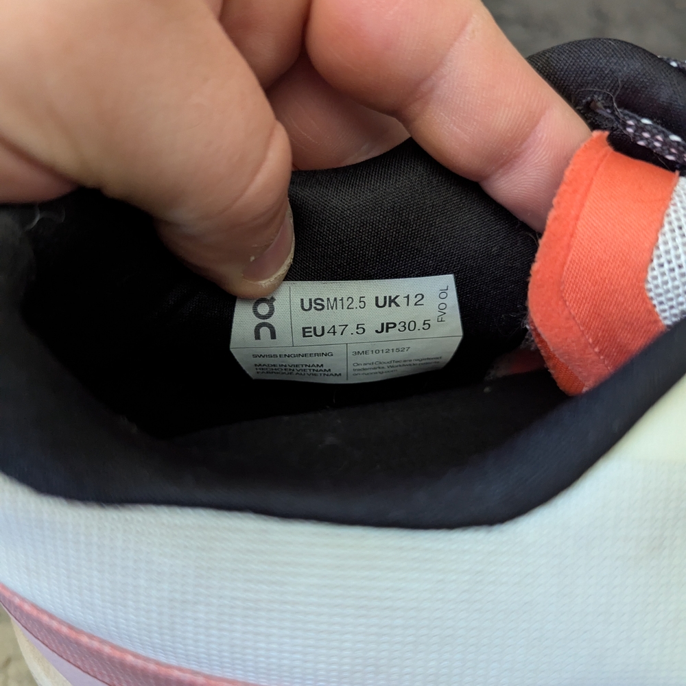 On Running White and Coral Sneakers - Picture 9 of 11